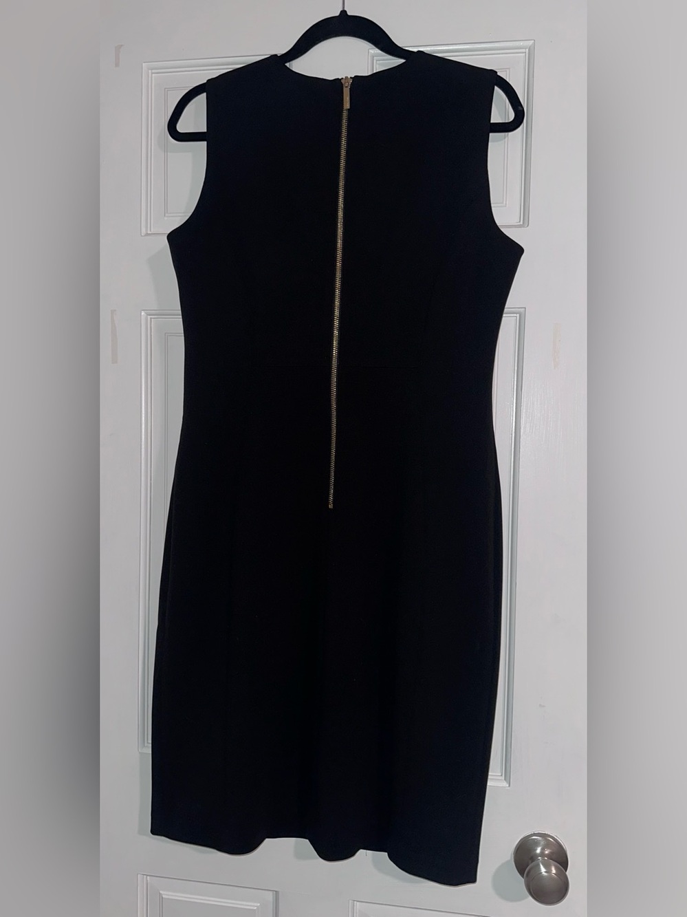 Calvin Klein Black Scuba Crepe Sheath Dress, Size 12 - Picture 3 of 10